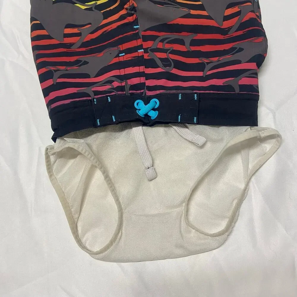 Wonder Nation Swim Trunks Boys Size XS 4/5 Sharks Swimsuit Bathing Suit Rainbow